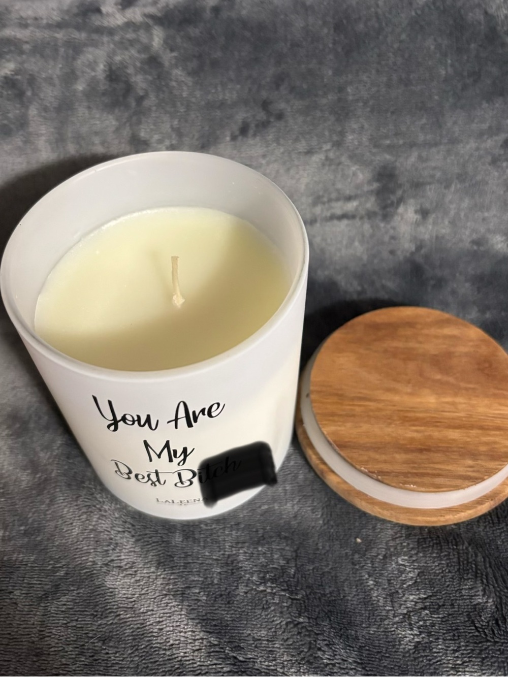 NWT Laleena White Sassy “You Are My Best B****” Jar Candle 14 oz- Lavender